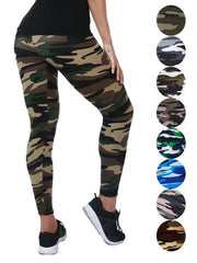 Graffiti Style Camouflage Leggings: Army Green Slim Fit