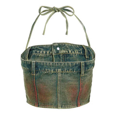 طقم بنطال كارجو من قماش الدنيم