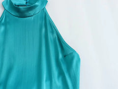 فستان هالتر ميدي مزين بالشراشيب