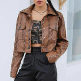 Snake Print Leather Jacket