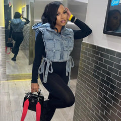 سترة جينز بغطاء للرأس