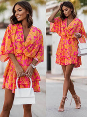 Floral Print High Waist Mini Dress