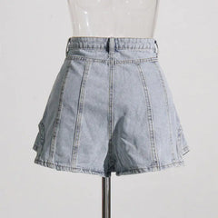 تنورة قصيرة من قماش الدنيم بخصر مرتفع من سيراي