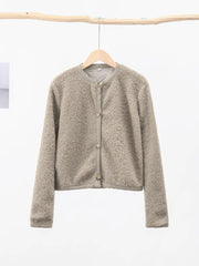 Lamb wool Coat O-neck Long Sleeve