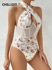 Lace Floral Print Bodysuits