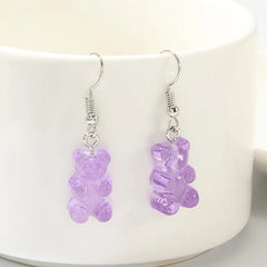 Bear Drop Earrings, Acrylic, Jelly-Colored