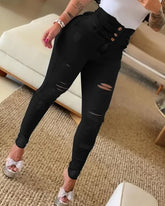 Women's High Waist Ripped Jeans