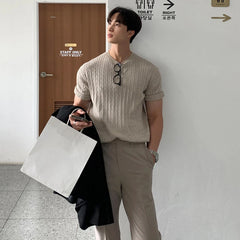 تي شيرت رجالي محبوك فاخر 2023