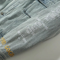 سترة جينز بطبعة تمر فان جوخ