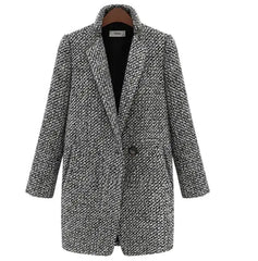 Woolen Slim Long Sleeve Coat For Women