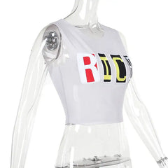 قميص داخلي قصير مطرز بشعار Feeling Rich