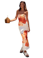 فستان شاطئ مكشوف الكتفين بطبعة زهور للنساء