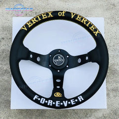 Universal Racing 13inch Vertex Leather Modified Performance Deep Dish Tuning Sport Steering Wheel