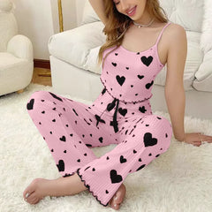 Love Sling Vest Women Pajama Set