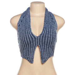 طقم بنطال ضيق من سكاي لار بدون أكمام ومزين بخطوط مضلعة