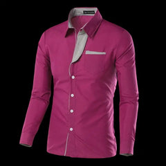 Male Fashion Shirts Full Sleeve Stripe Shirt Men Slim Fit Design Formal Dress Shirts 14 Colors Size M-4XL