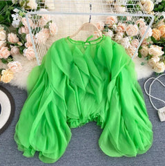 بلوزة بكشكشة متعددة الطبقات