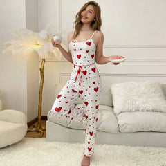 Love Sling Vest Women Pajama Set