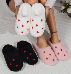 Non-slip Heart Design Fluffy Slippers