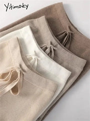 بنطال واسع الساق محبوك بتصميم كلاسيكي كاجوال