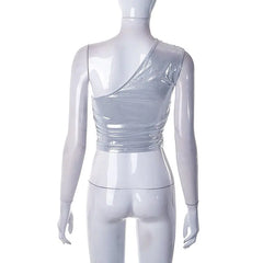Shoulder Metallic Crop Top