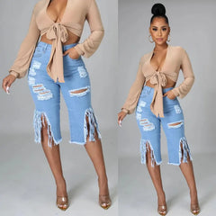 بنطلون جينز نسائي متوسط الحجم