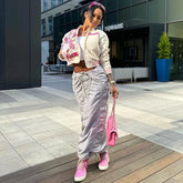 سترة البيسبول المطرزة على الموضة النسائية