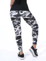 Graffiti Style Camouflage Leggings: Army Green Slim Fit