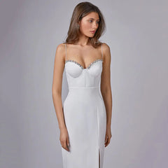 فستان حفلات ضيق مزين بالخرز