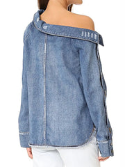 Fashion Single Shoulder Asymmetrical Denim Smock