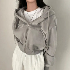2023 Autumn Winter Women's Solid Hooded Sweatshirt