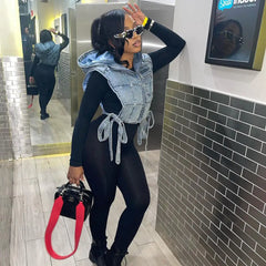 سترة جينز بغطاء للرأس