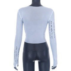 بلوزة شبكية قصيرة برقبة دائرية