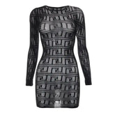 فستان تيانا القصير الضيق بفتحات شبكية