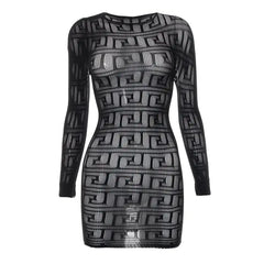 فستان تيانا القصير الضيق بفتحات شبكية