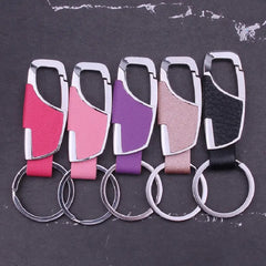 سلسلة مفاتيح جلدية بمشبك جراد البحر المعدني