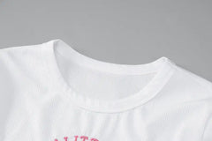 "A Little Bit Spoiled" Printed Ribbed Crop T-Shirt
