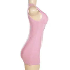 فستان كاميلا قصير بدون أكمام بفتحات كروشيه