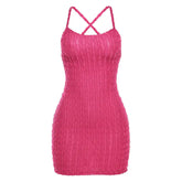 فستان قصير بأشرطة متقاطعة