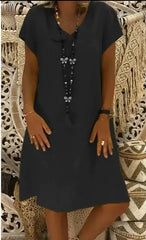 Casual V-Neck Midi Dress