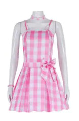 تنورة بنمط مربعات باربي مع ربطة عنق على شكل فيونكة للتنكر