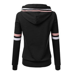 Women's Striped Hooded Pocket Pullover Sweatshirt