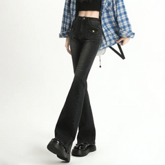 بنطلون جينز بخصر مرتفع للشارع