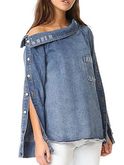 Fashion Single Shoulder Asymmetrical Denim Smock