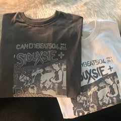 تي شيرت فضفاض بأكمام قصيرة من الطراز القديم