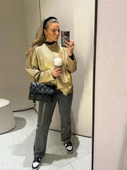 ملابس خارجية لامعة كاجوال أنيقة للنساء