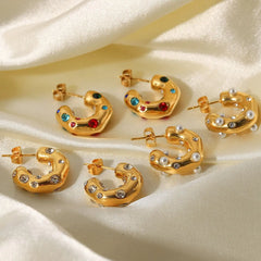 أقراط هوب مطلية بالذهب عيار 18 قيراط