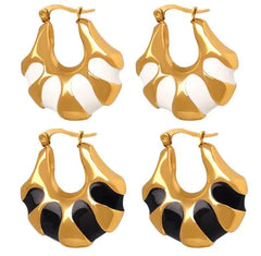 Black White Enamel Earrings