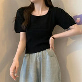 2023 صيف جديد على الطراز الكوري بفقاعات بأكمام قصيرة