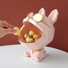 صندوق تخزين من الراتينج على شكل كلب كبير الفم: هدية ديكور منزلي رائعة